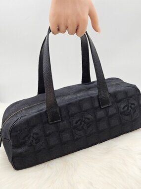 Chanel Black Nylon Travel Line Bowler Bag